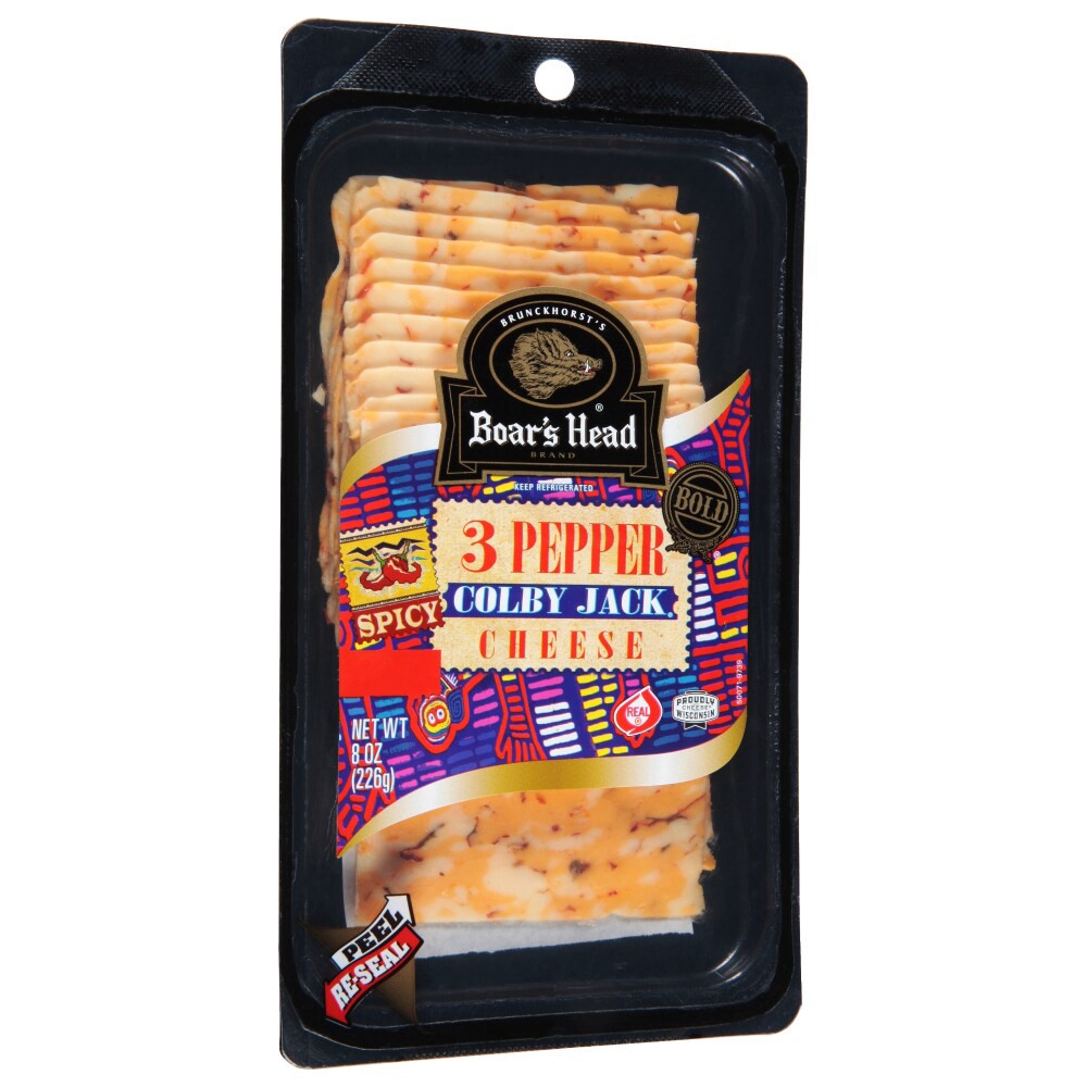 slide 4 of 6, Boar's Head 3 Pepper Colby Jack Cheese, 1 ct
