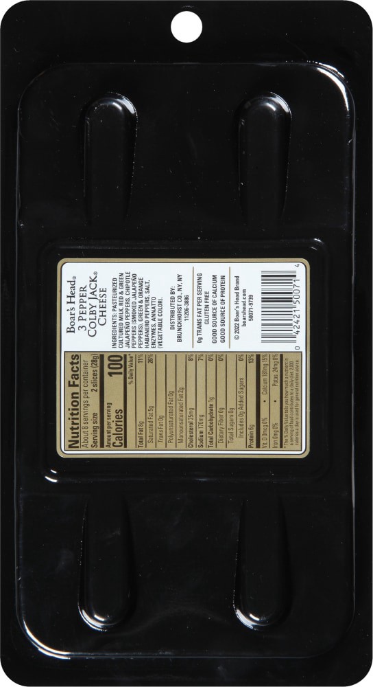 slide 6 of 6, Boar's Head 3 Pepper Colby Jack Cheese, 1 ct