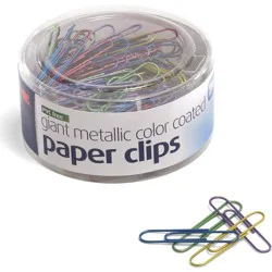 Officemate Giant Metallic Color Coated Paper Clips, 200 ct