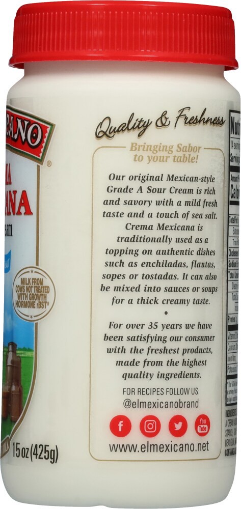 slide 3 of 4, El Mexicano Mexican Style Original Sour Cream 15 oz, 15 oz