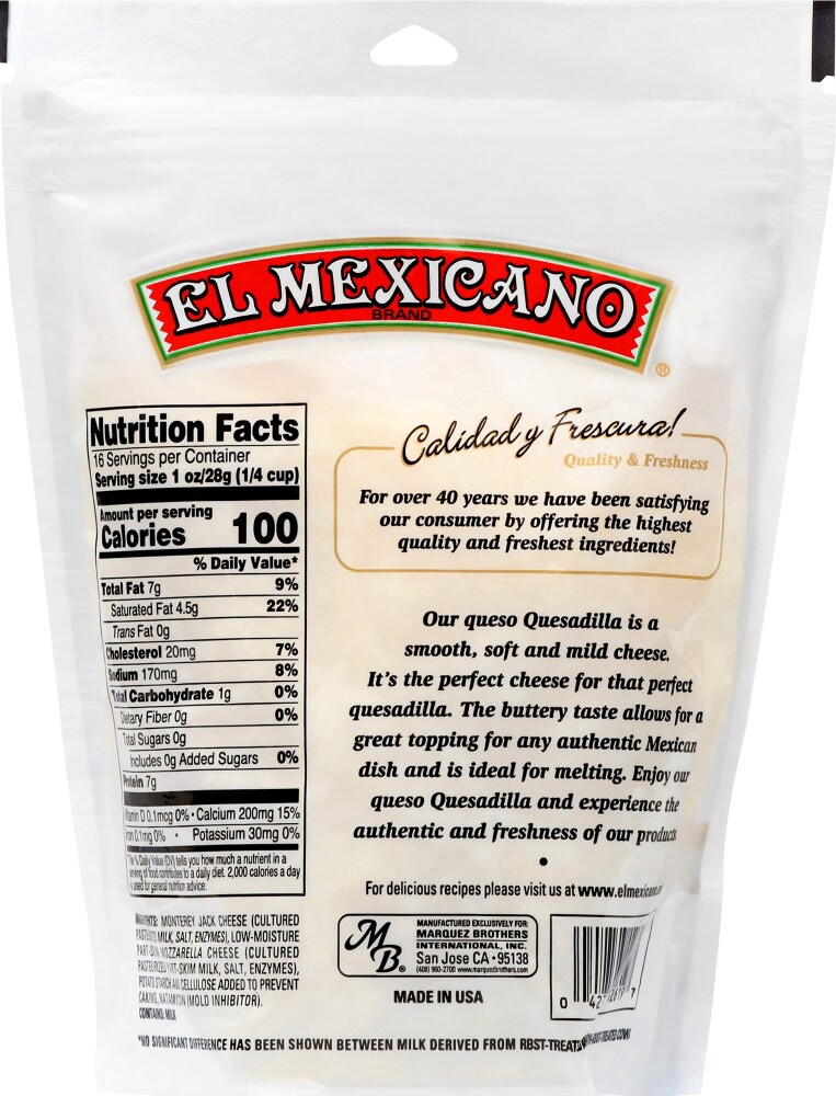 slide 2 of 2, El Mexicano Shredded Quesadilla, 16 oz