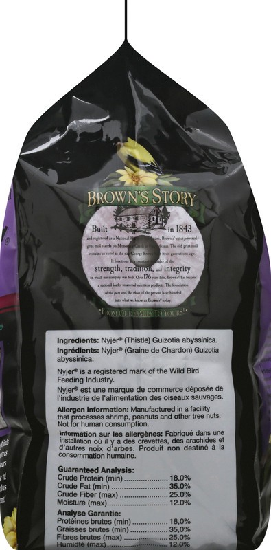 slide 4 of 4, Brown's Nyjer Natural Song Blend Thistle Seed 5 lb, 5 lb