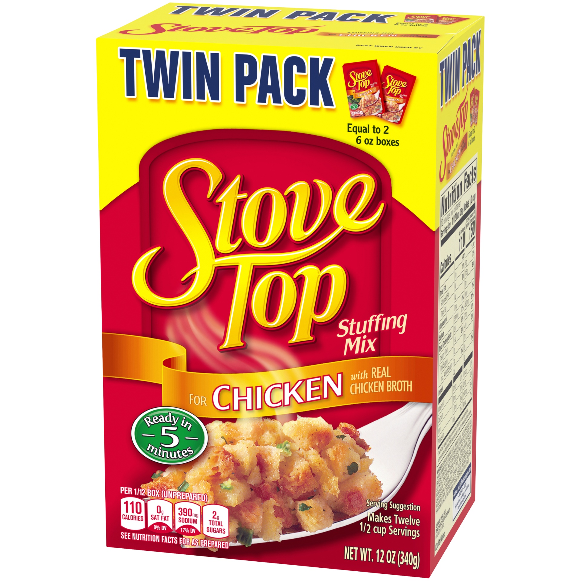 slide 10 of 11, Kraft Stove Top Stuffing Mix Chicken Twin Pack, 12 oz