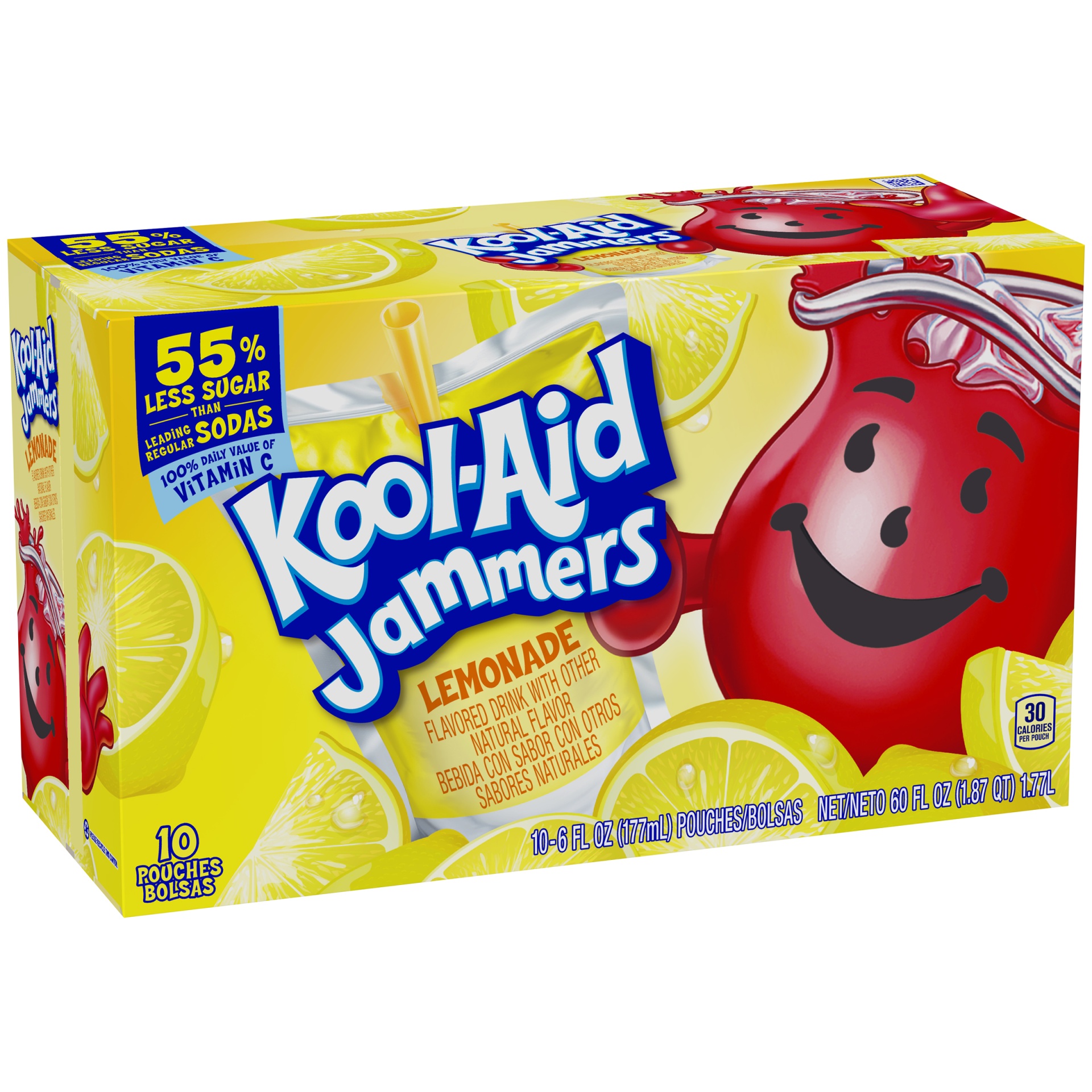 slide 2 of 6, Kool-Aid Jammers Lemonade Naturally Flavored Soft Drink Pouches, 10 ct; 6 oz