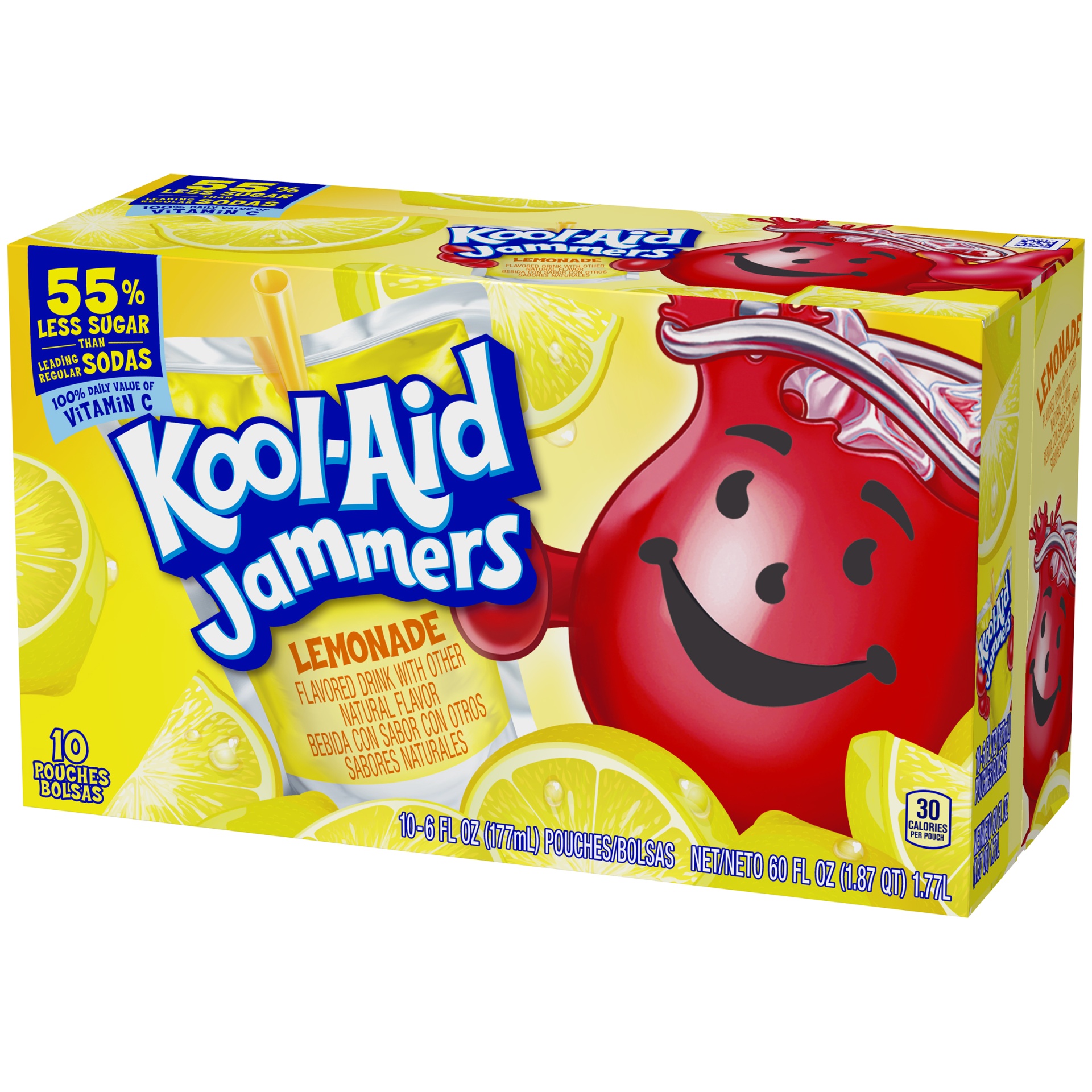 slide 3 of 6, Kool-Aid Jammers Lemonade Naturally Flavored Soft Drink Pouches, 10 ct; 6 oz