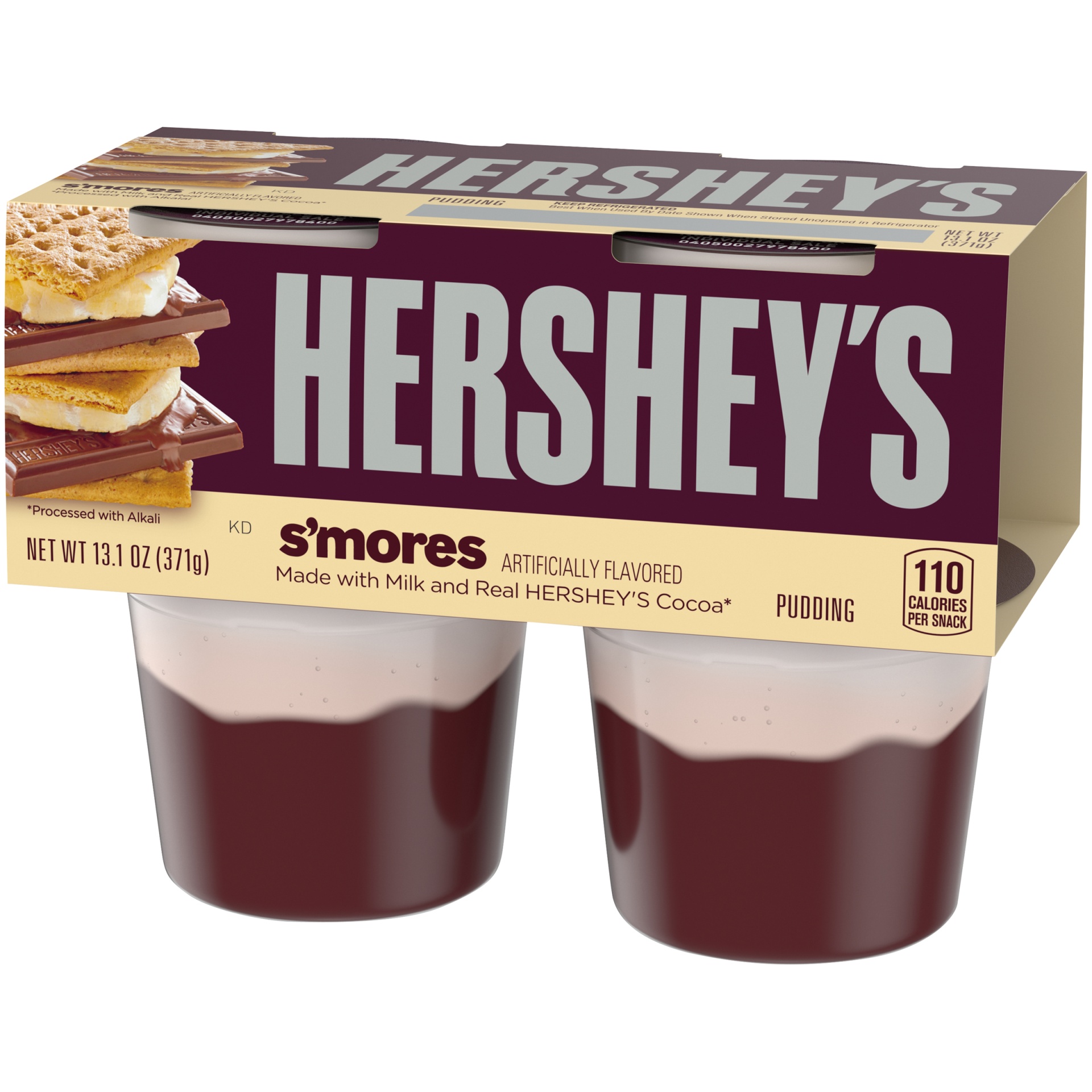 slide 4 of 6, Hershey's S'mores Ready-to-Eat Pudding Cups Snack with Milk & Real Cocoa, 4 ct Cups, 13.1 oz