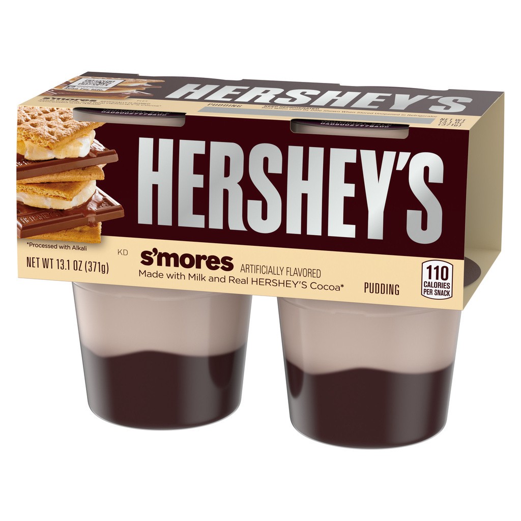 slide 1 of 1, Hershey's S'mores Ready-to-Eat Pudding Snacks with Milk & Real Cocoa, 4 ct Cups, 13.1 oz