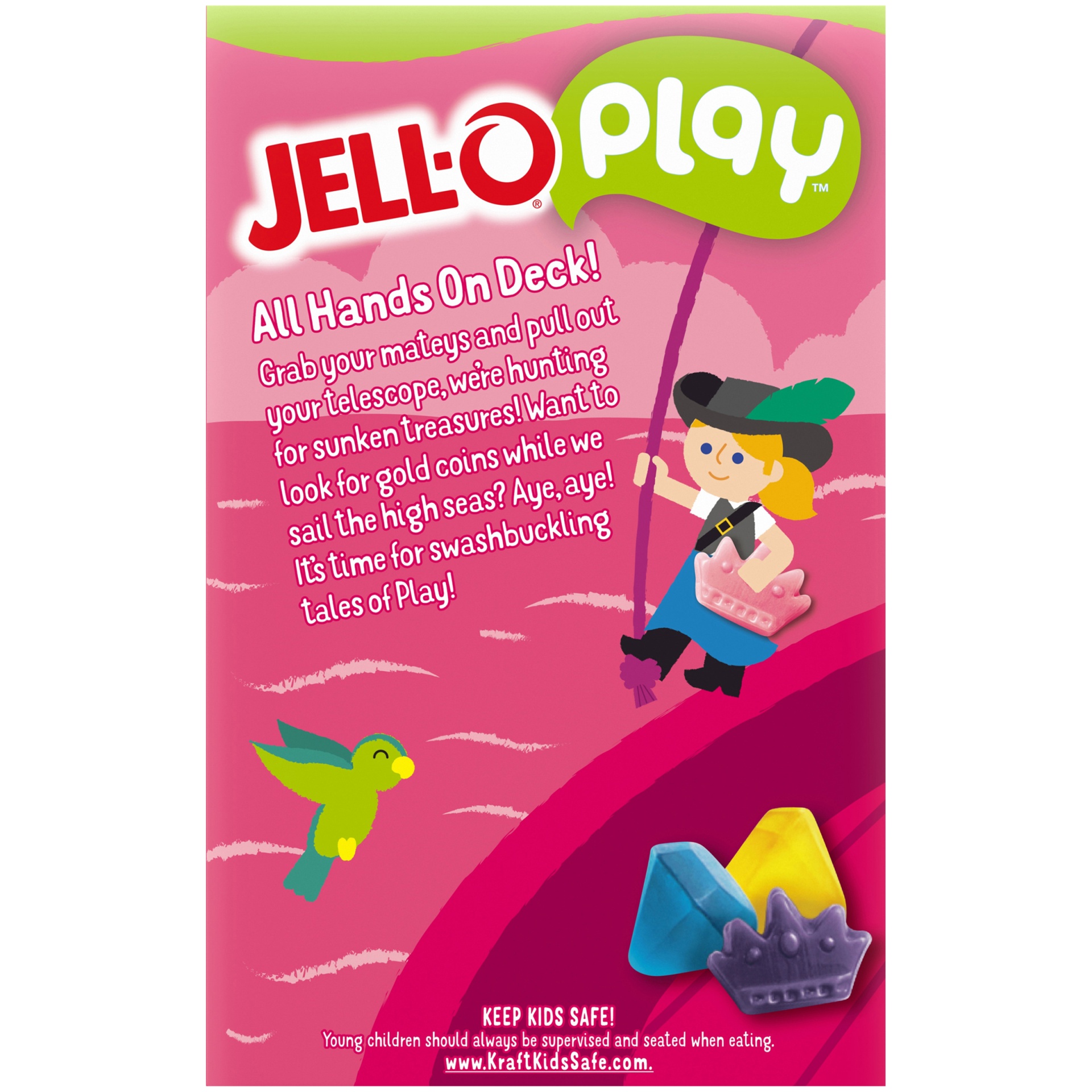 slide 4 of 6, Jell-O Play Treasure Dessert Kit with Strawberry Pudding Mix, Treasure Gummies & White Cookie Crumbs, 9.3 oz