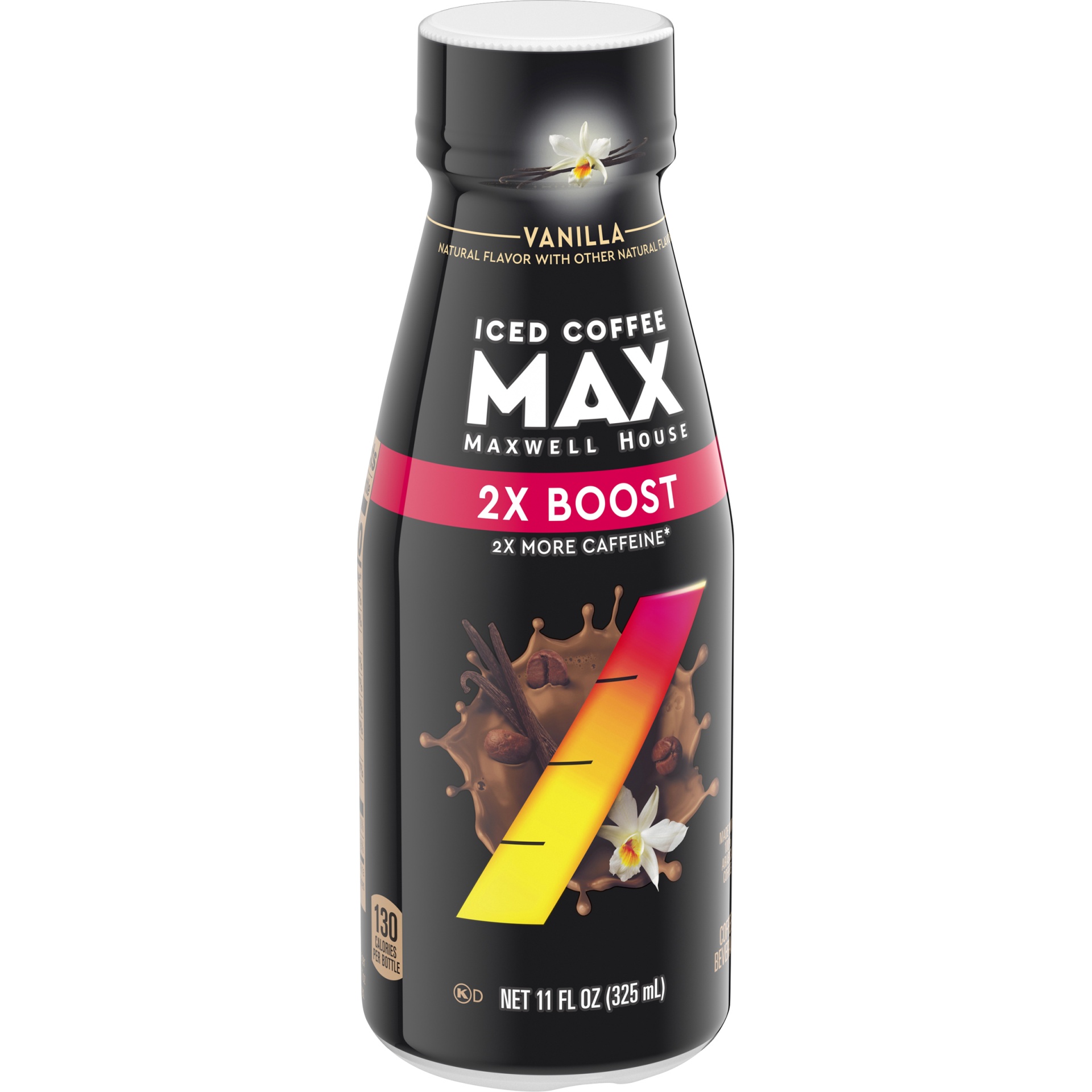 slide 2 of 6, Maxwell House Max Boost Vanilla Iced Coffee Beverage with 2X More Caffeine Bottle, 11 oz