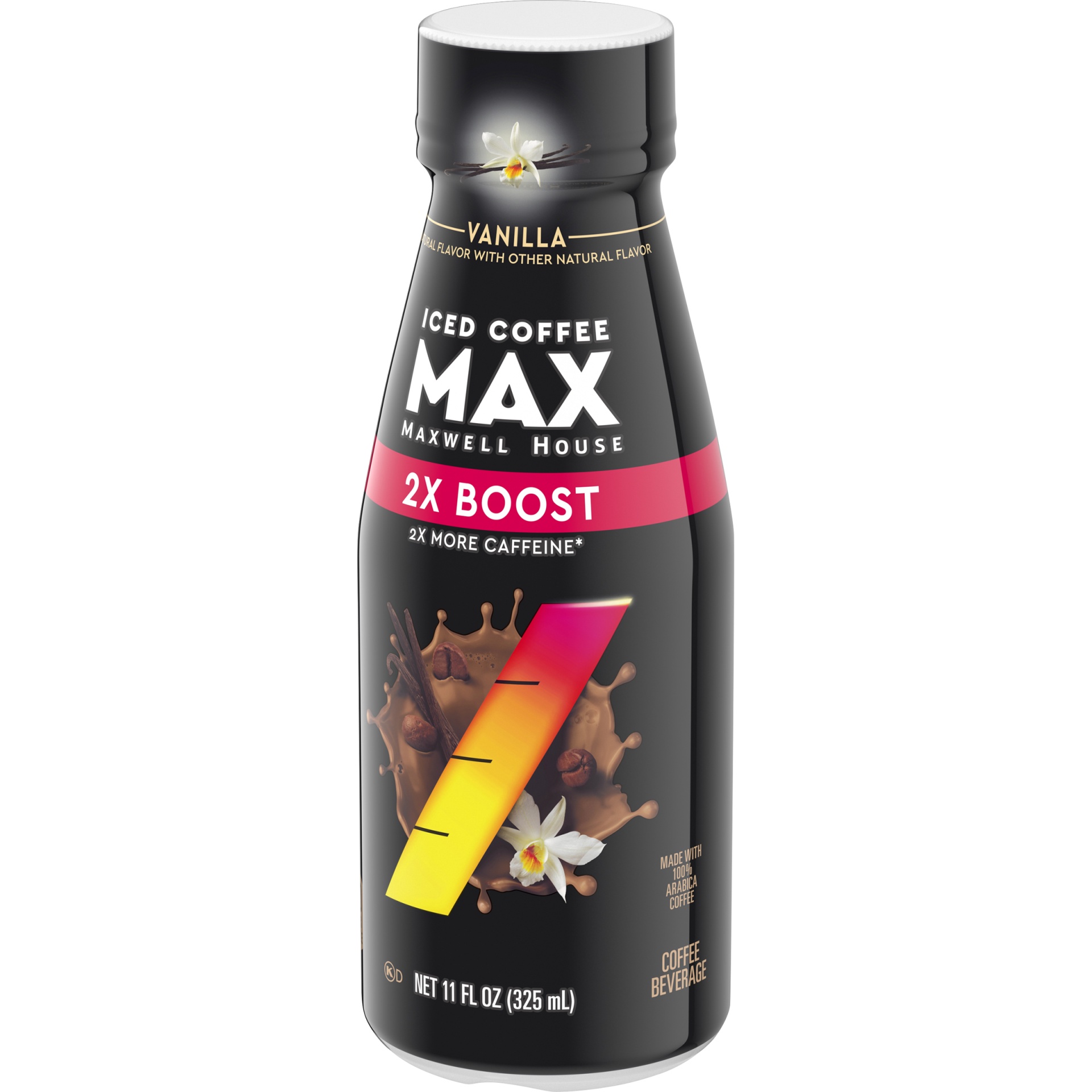 slide 3 of 6, Maxwell House Max Boost Vanilla Iced Coffee Beverage with 2X More Caffeine Bottle, 11 oz