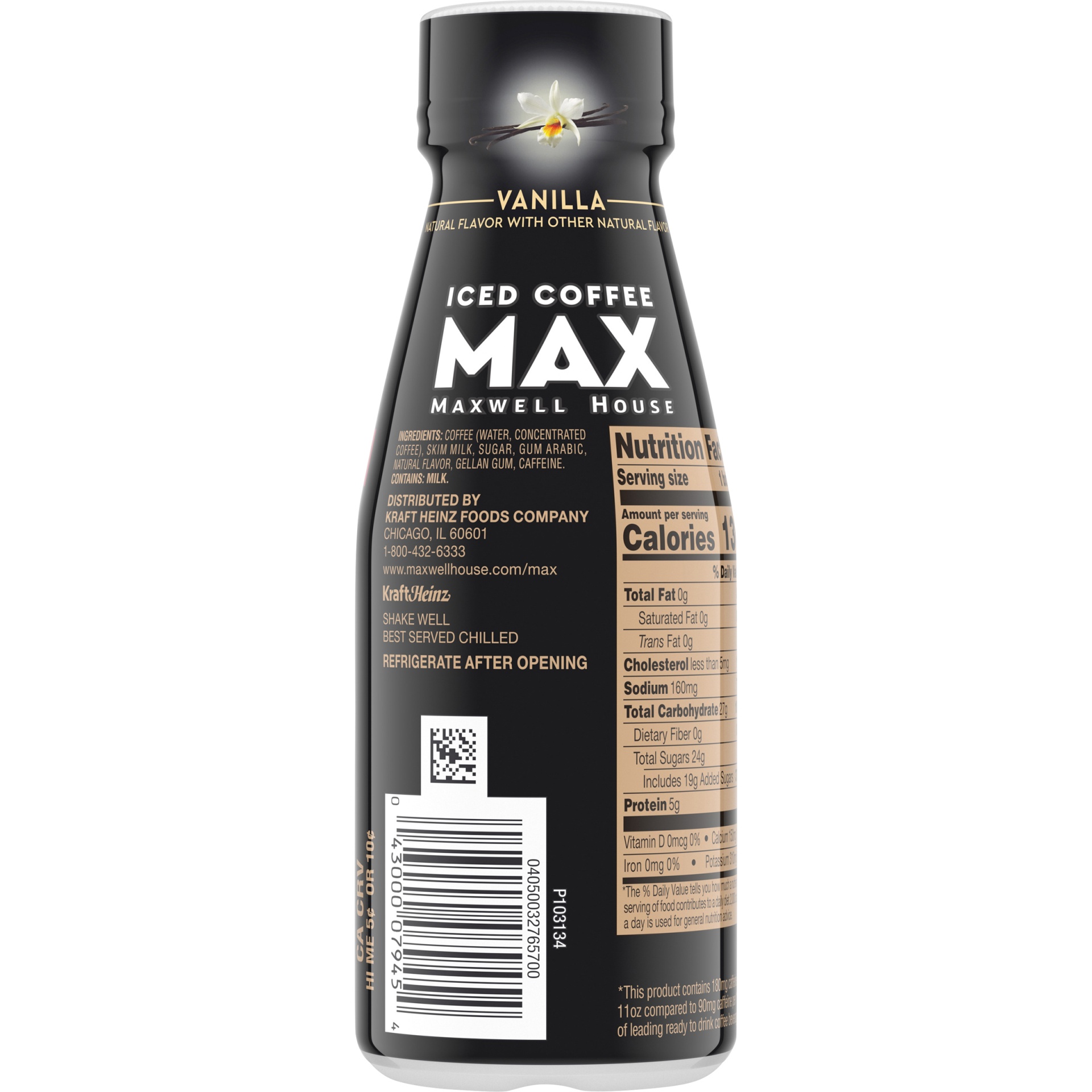 slide 4 of 6, Maxwell House Max Boost Vanilla Iced Coffee Beverage with 2X More Caffeine Bottle, 11 oz