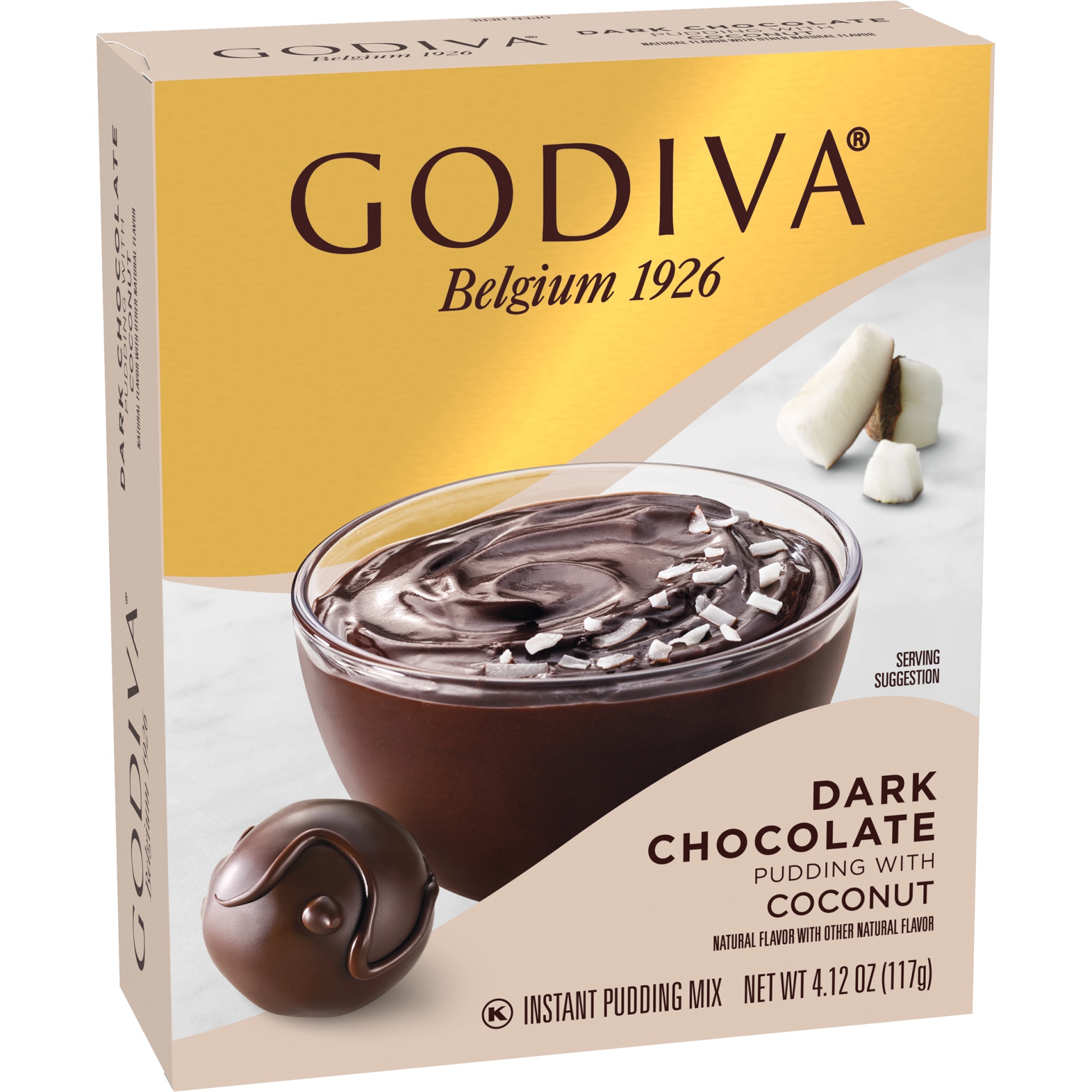 slide 2 of 6, Godiva Dark Chocolate Pudding with Coconut Instant Pudding Mix, 4.12 oz