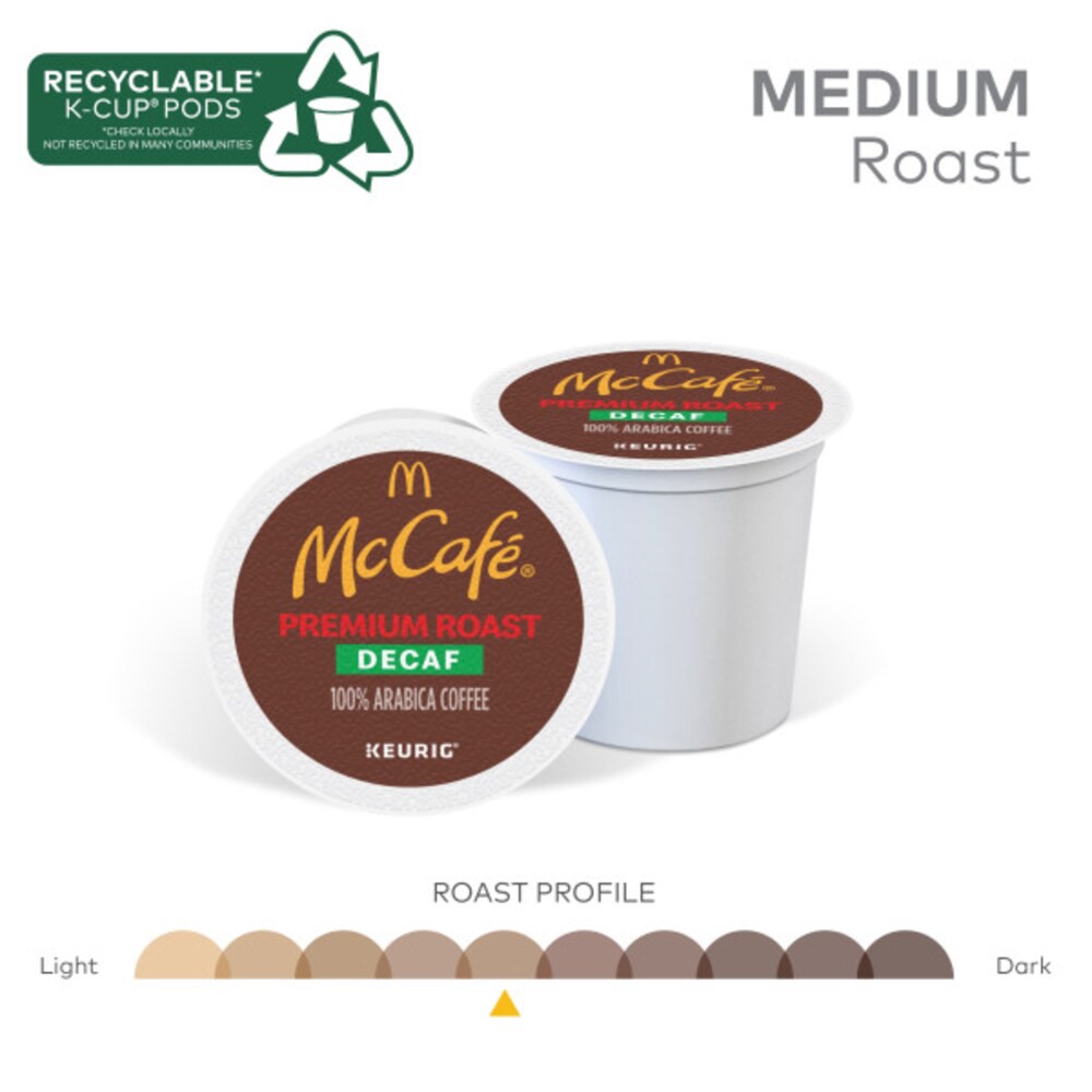 slide 4 of 5, McCafé Premium Roast Decaf Coffee K-Cup Pods, Decaffeinated - 48 ct; 16.6 oz, 48 ct; 16.6 oz