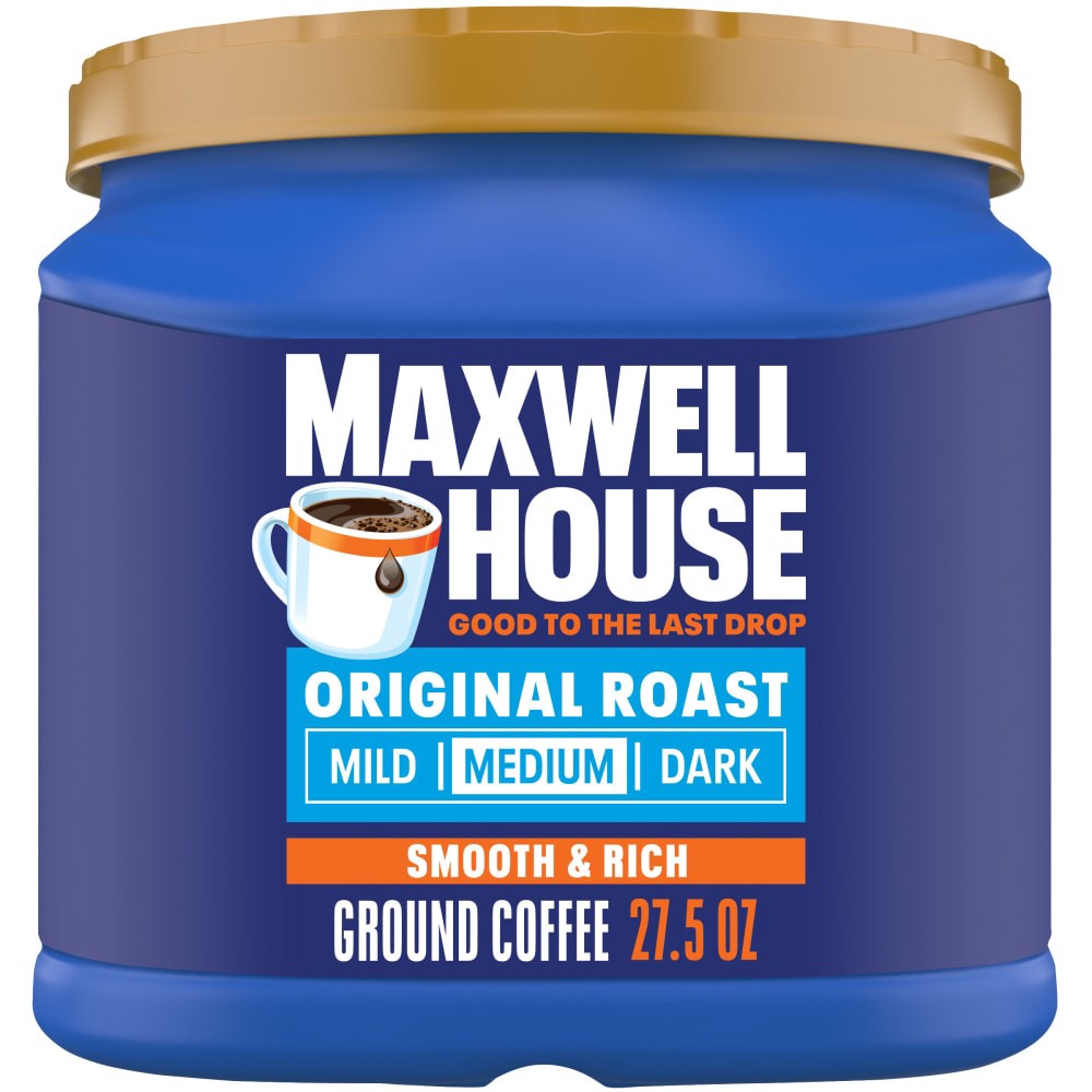 slide 3 of 6, Maxwell House Original Roast Ground Coffee, 27.5 oz Canister, 27.5 oz