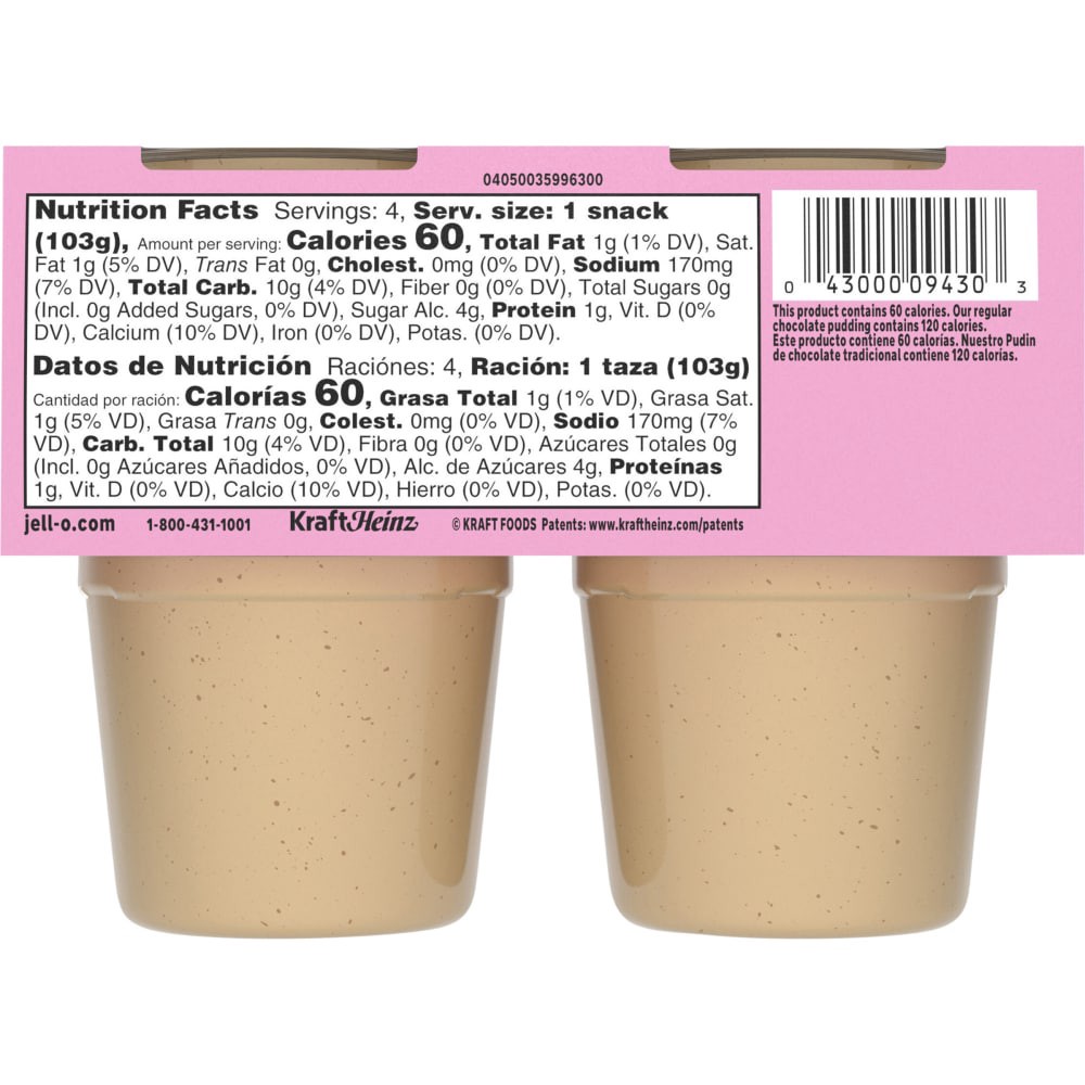 slide 5 of 6, Jell-O Zero Sugar Churro Delicioso Ready-to-Eat Pudding Snack Cups, 4 ct Cups, 14.5 oz