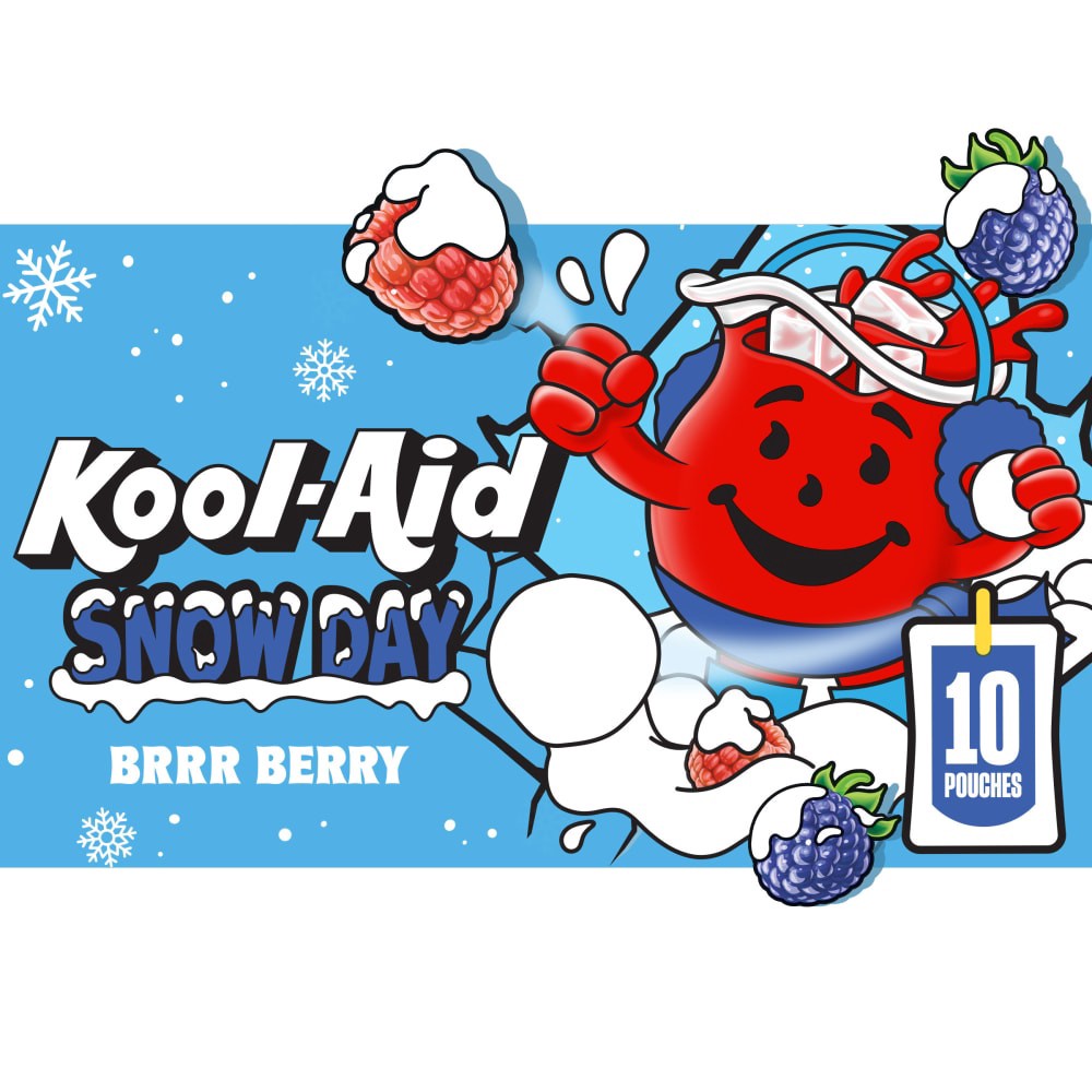 slide 4 of 6, Kool-Aid Snow Day Brrr Berry Artificially Flavored Drink Pouches, 10 ct