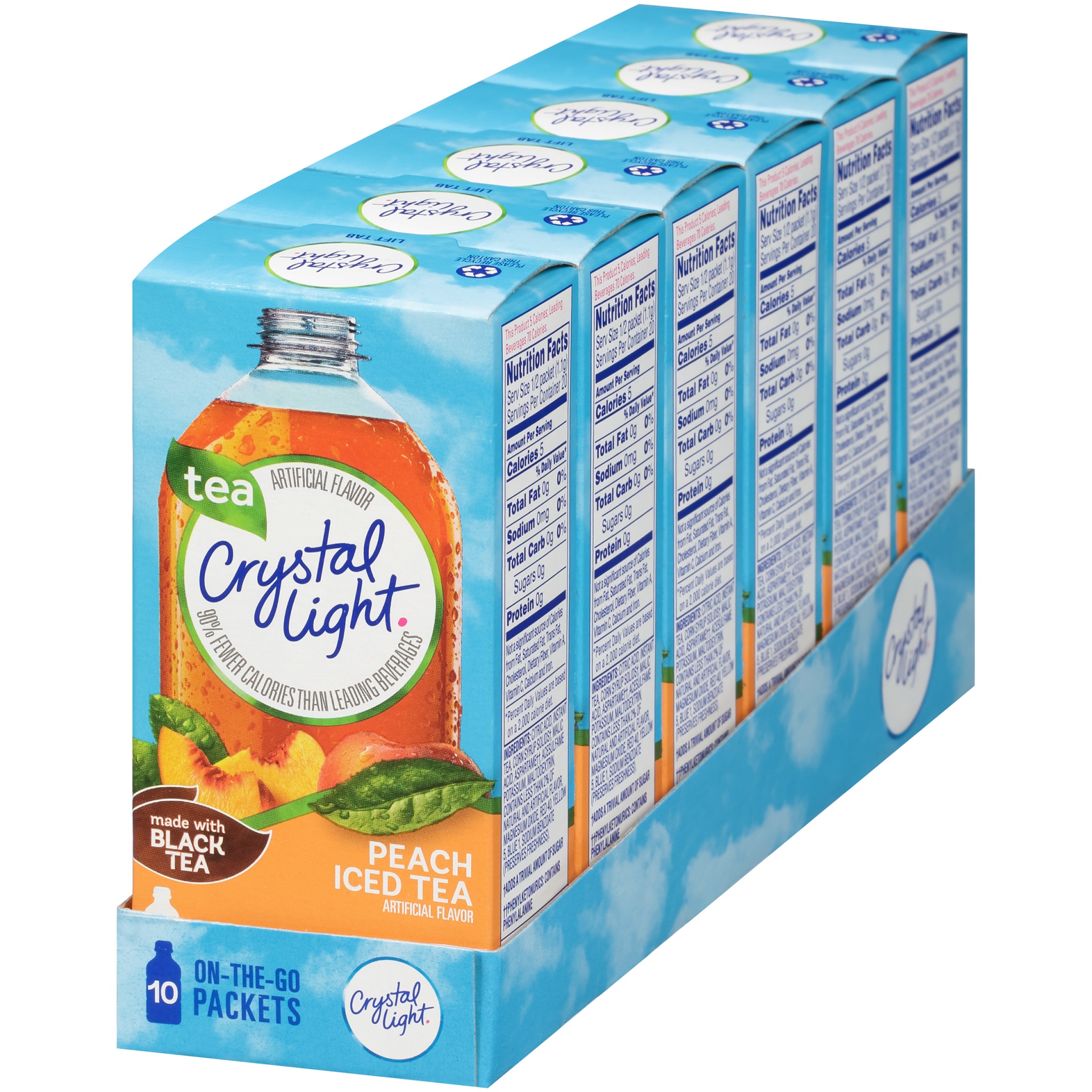 slide 8 of 11, Crystal Light Peach Iced Tea Artificially Flavored Powdered Drink Mix On-the-Go-Packets, 10 ct; 0.07 oz