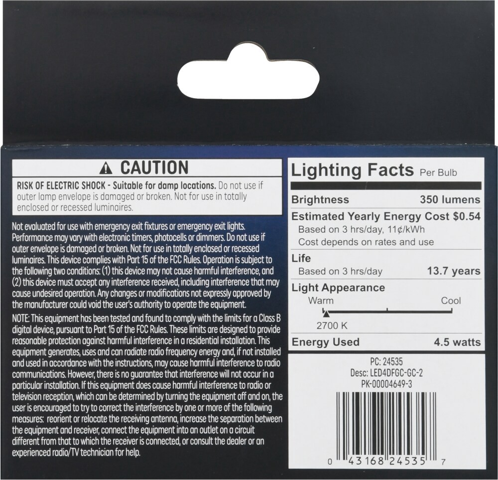 slide 4 of 4, GE 4.5 Watts Soft White Decorative LED Light Bulbs 2 Pack, 2 ct