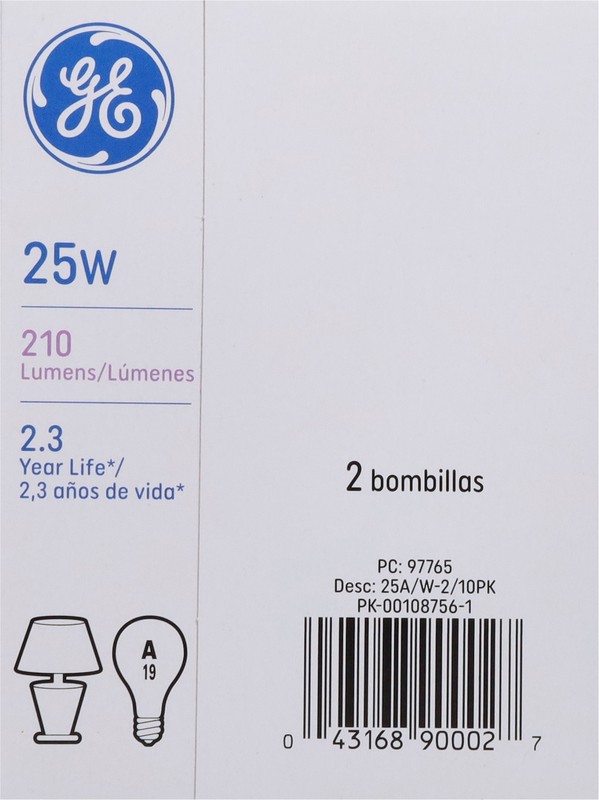 slide 4 of 4, GE 25 Watts Soft White Light Bulbs 2 ea, 2 ct