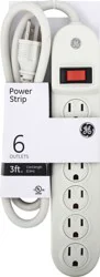 GE Power Strip, 6 Outlets, 3 Feet