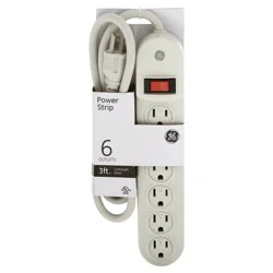 Ge Power Strip, 6 Outlets, 3 Feet 1 Ea