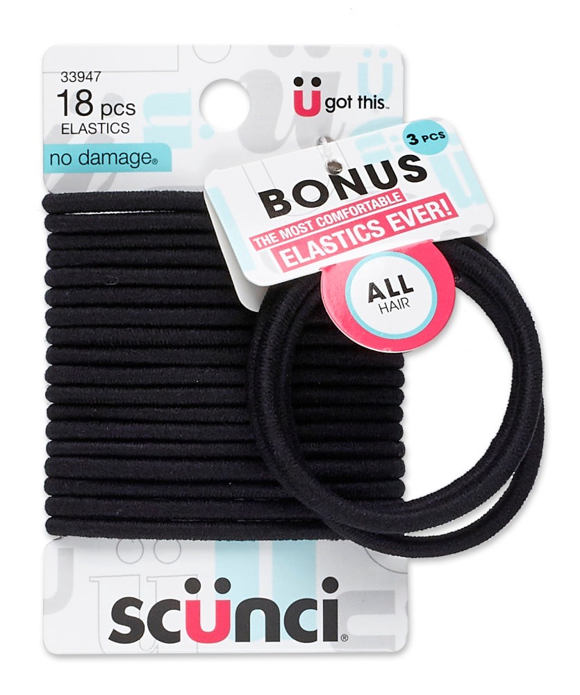 slide 2 of 2, Scunci Black Elastic Hair Bands, 18 ct