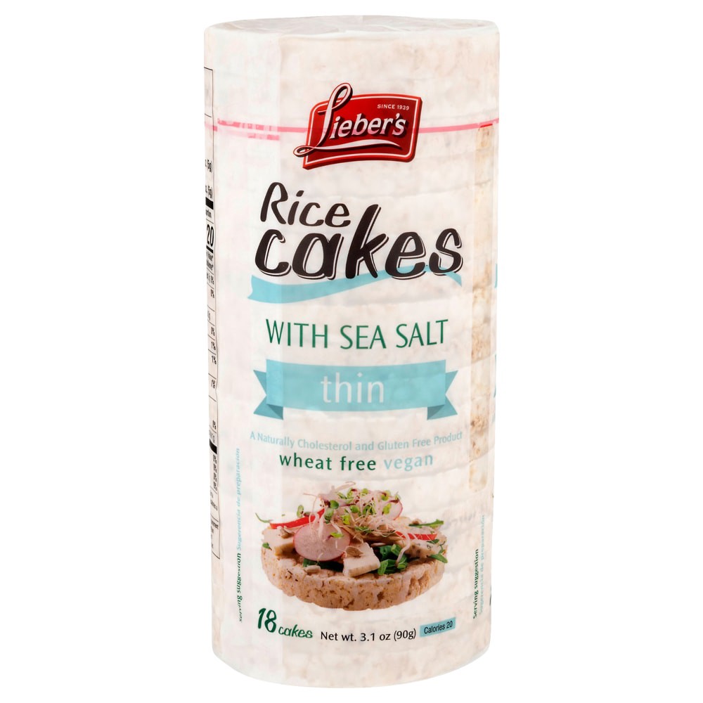 slide 2 of 4, Lieber's Thin Rice Cakes with Sea Salt 18 Each, 18 ct