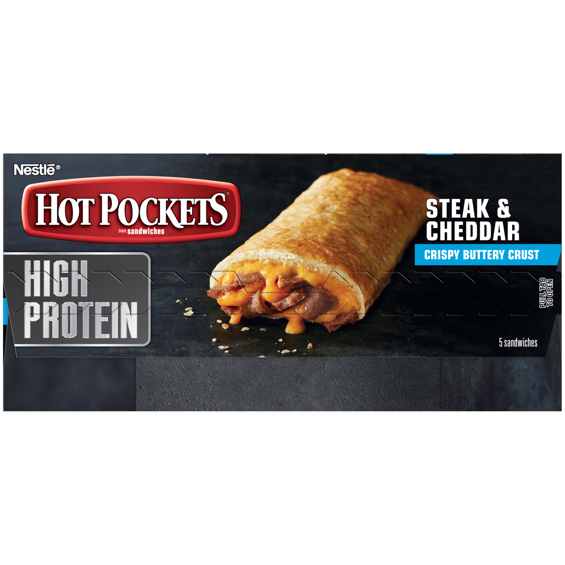 slide 6 of 8, Hot Pockets High Protein Steak & Cheddar Frozen Sandwiches, 5 ct; 4.5 oz