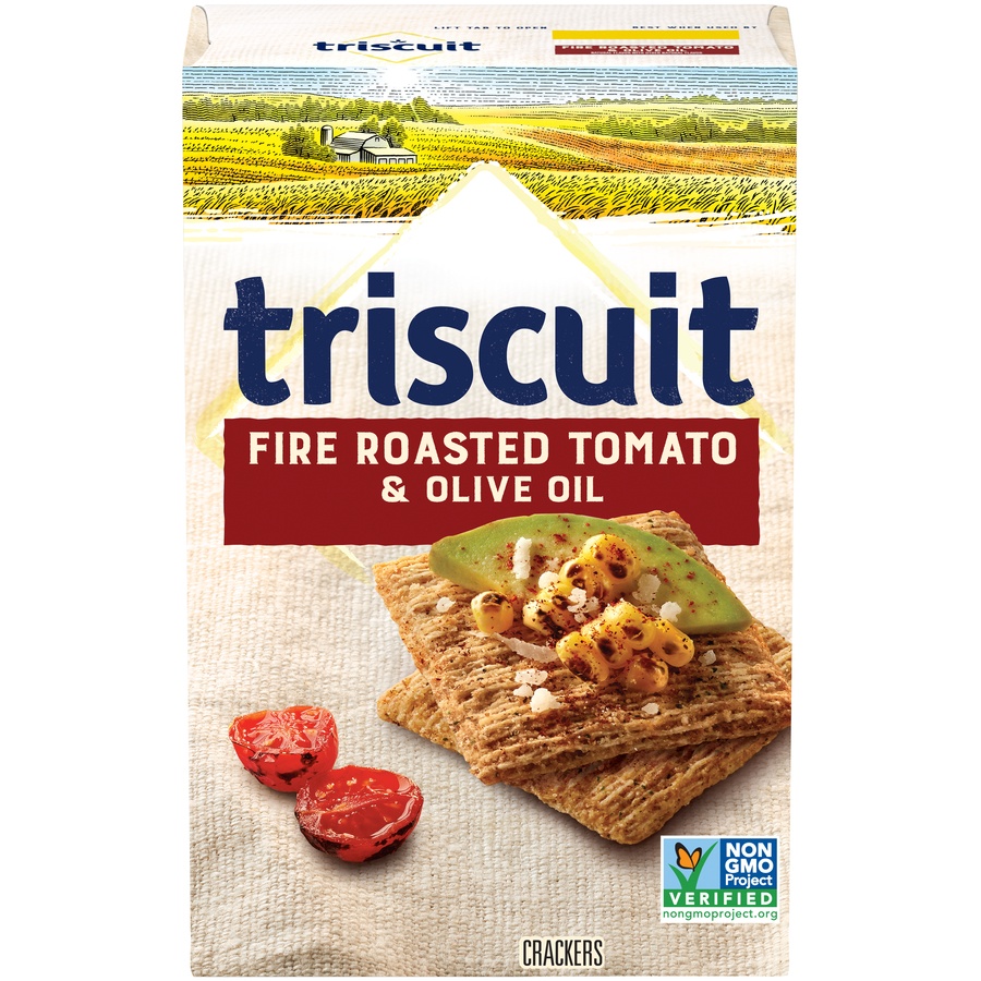 slide 3 of 7, Triscuit Fire Roasted Tomato & Olive Oil Flavored Crackers, 8.5 oz