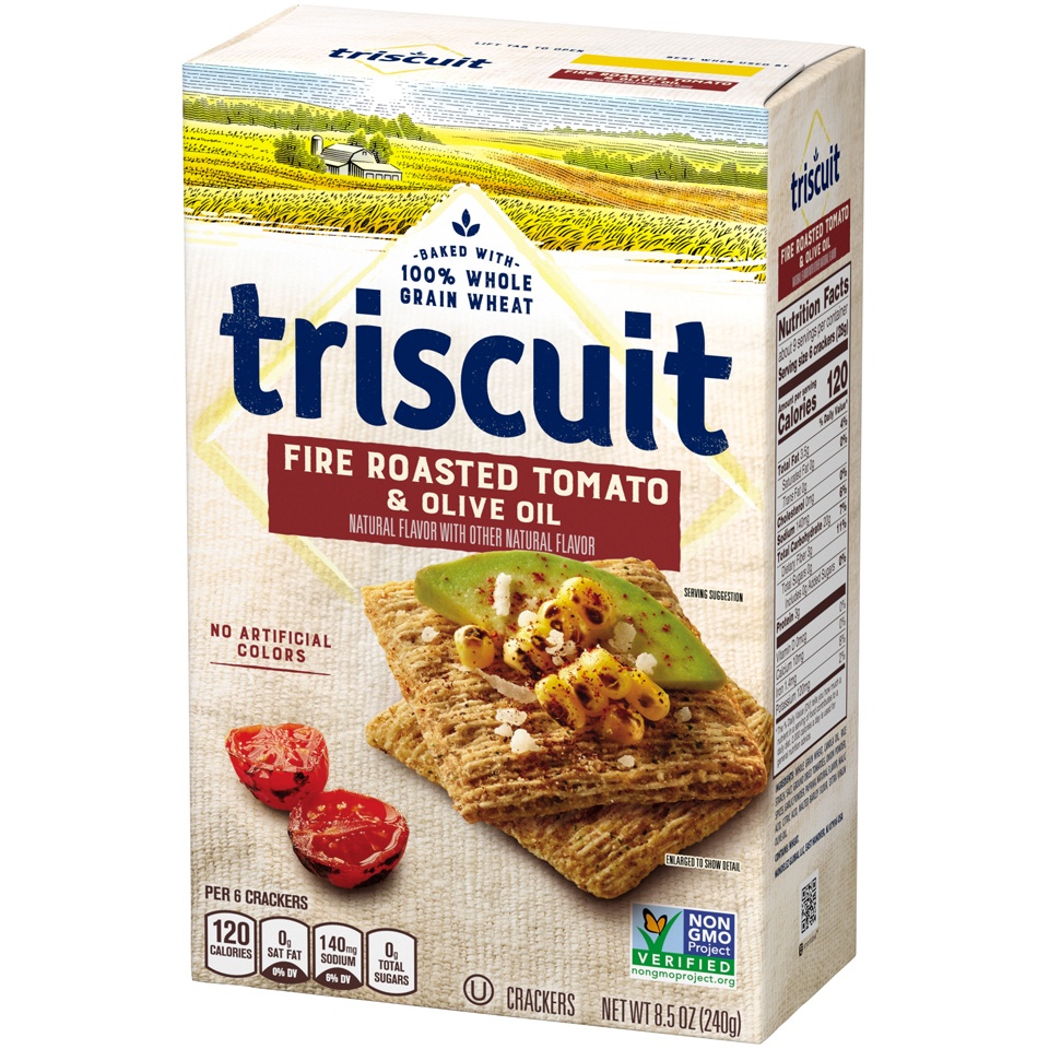 slide 5 of 7, Triscuit Fire Roasted Tomato & Olive Oil Flavored Crackers, 8.5 oz