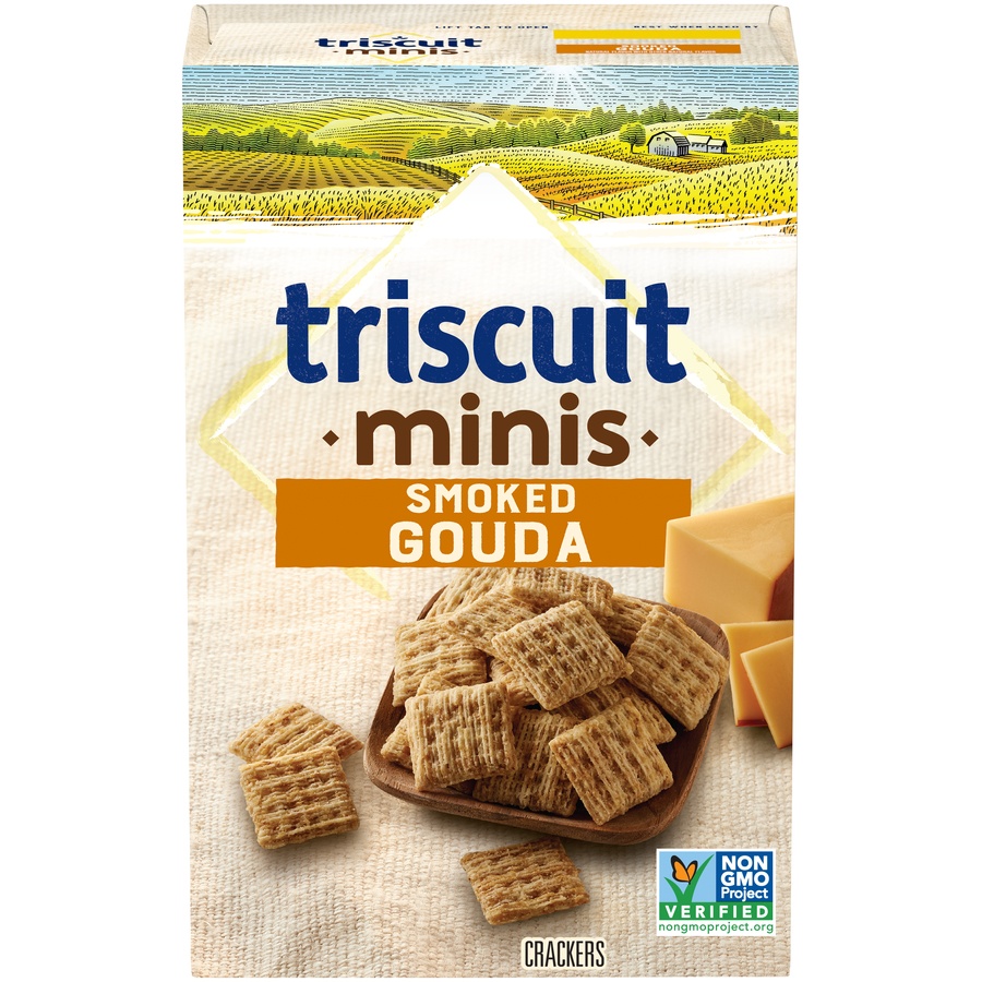 slide 2 of 8, Triscuit Minis Smoked Gouda Crackers, 8 oz