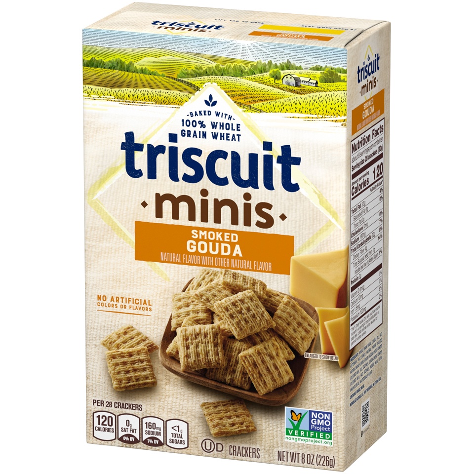 slide 3 of 8, Triscuit Minis Smoked Gouda Crackers, 8 oz