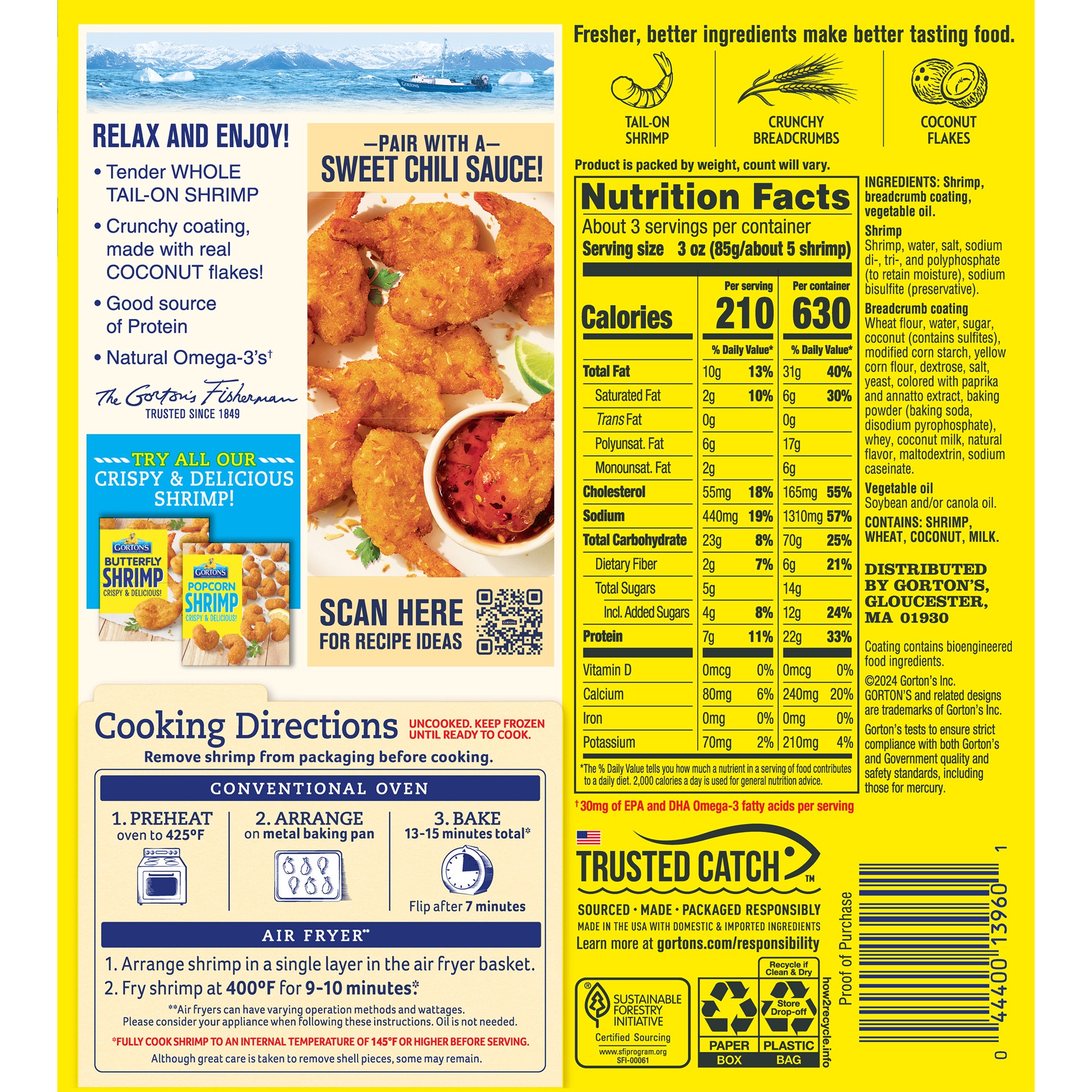 slide 4 of 5, Gorton's Coconut Shrimp 9 Ounces, 9 oz