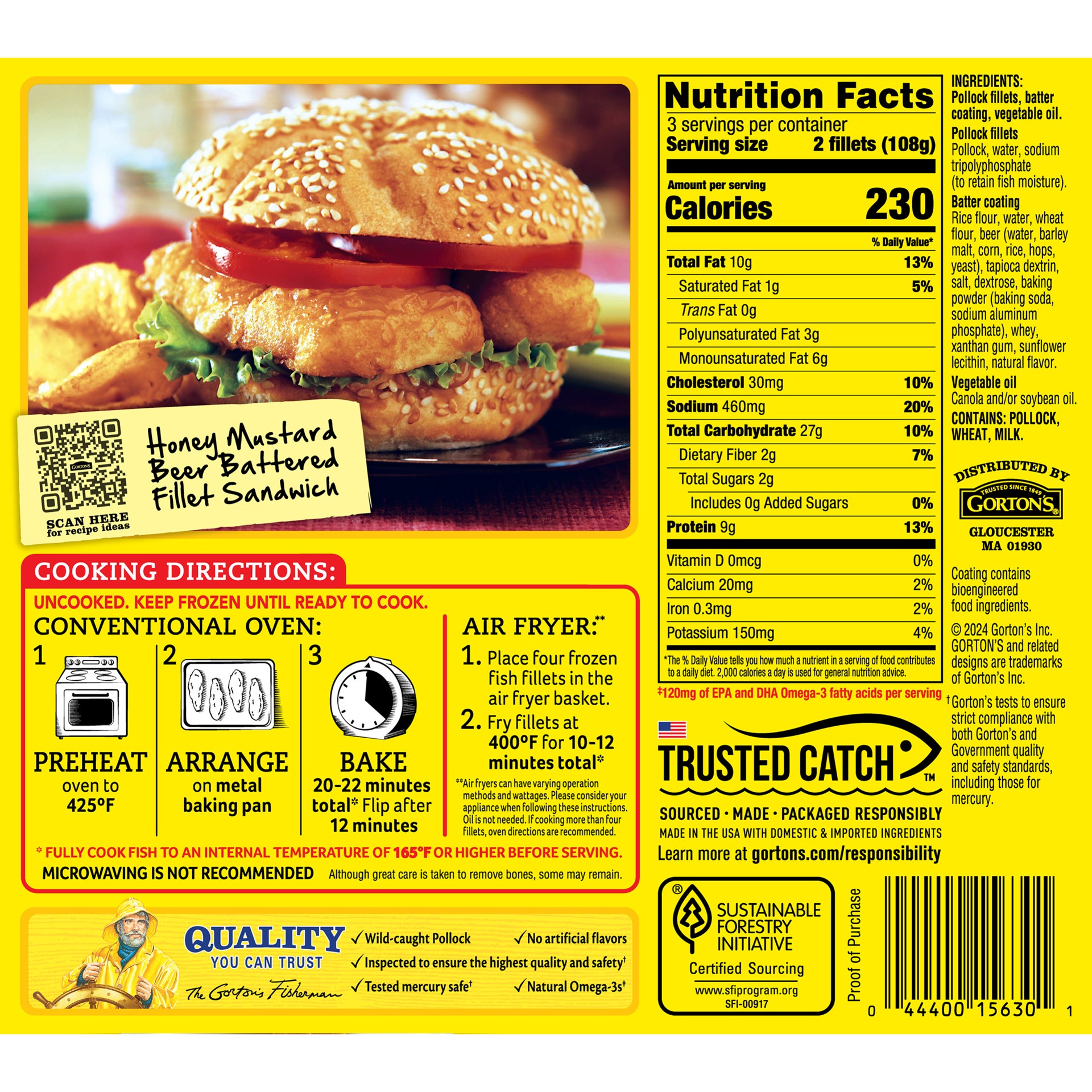 slide 3 of 5, Gortons Beer Battered Crispy Fish Fillets, 11 oz