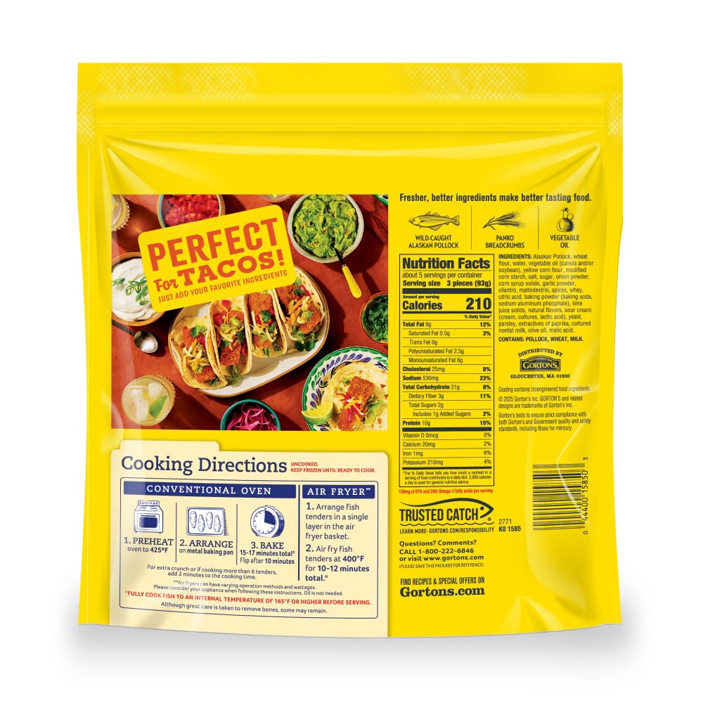 slide 2 of 6, Gorton's Cilantro Lime Crunchy Breaded Taco Fish Tenders, 16.2 oz