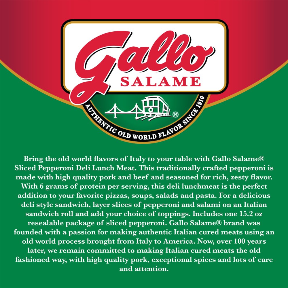 slide 2 of 6, Gallo Salame Sliced Pepperoni Deli Lunch Meat, 15.2 oz, 15.2 oz