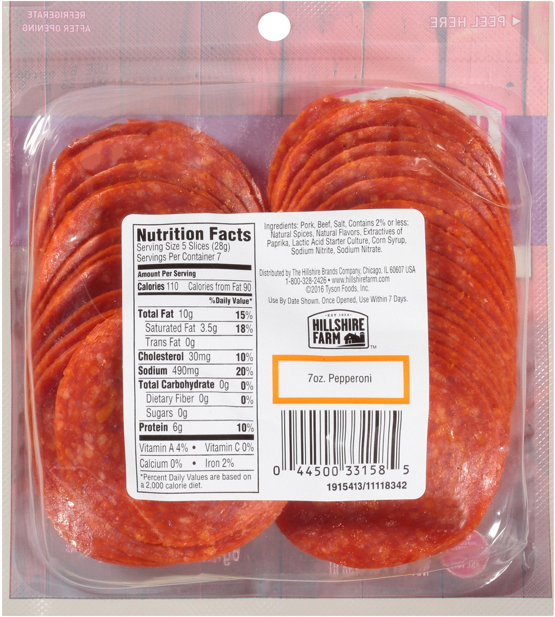 slide 2 of 5, Hillshire Farm Deli Lunch Meat, Pepperoni, 7 oz, 7 oz