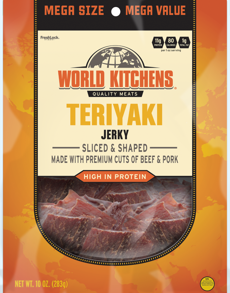 slide 1 of 1, World Kitchen Teriyaki Beef Jerky, 10 oz