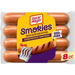 Oscar Mayer Hardwood Smoked Smokies Uncured Smoked Sausage Hot Dogs, 8 ct. Pack