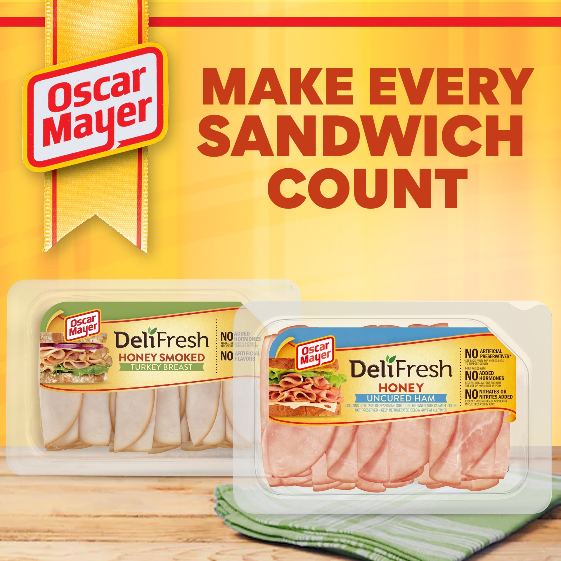 slide 11 of 12, Oscar Mayer Deli Fresh Honey Uncured Ham Sliced Lunch Meat Tray, 9 oz