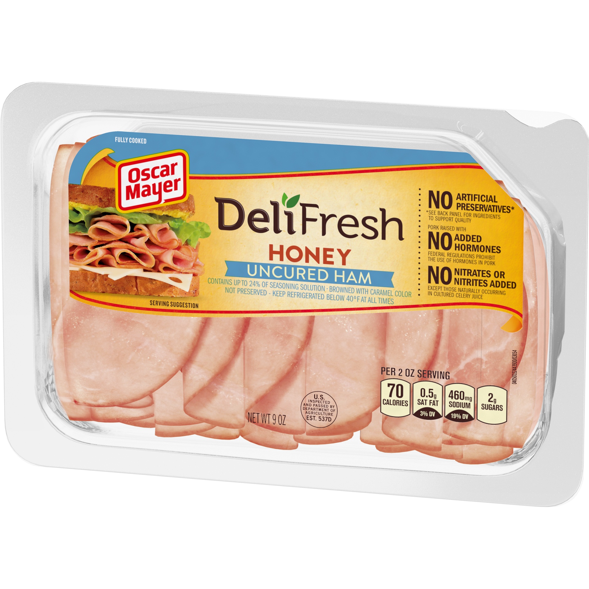 slide 4 of 12, Oscar Mayer Deli Fresh Honey Uncured Ham Sliced Lunch Meat Tray, 9 oz