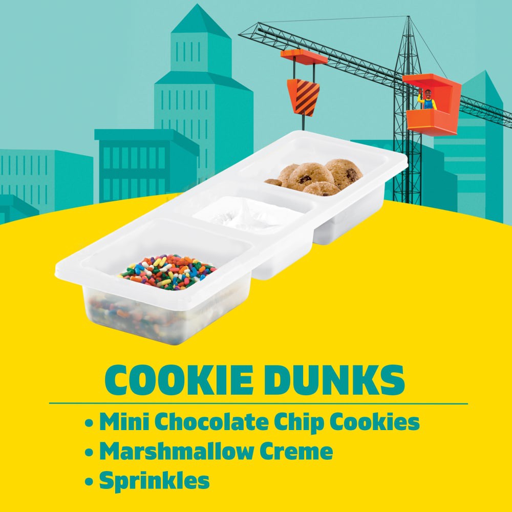 slide 3 of 6, Lunchables Cookie Dunks with Mini Chocolate Chip Cookies, Marshmallow Creme and Sprinkles 1.95 oz Tray, 1.95 oz