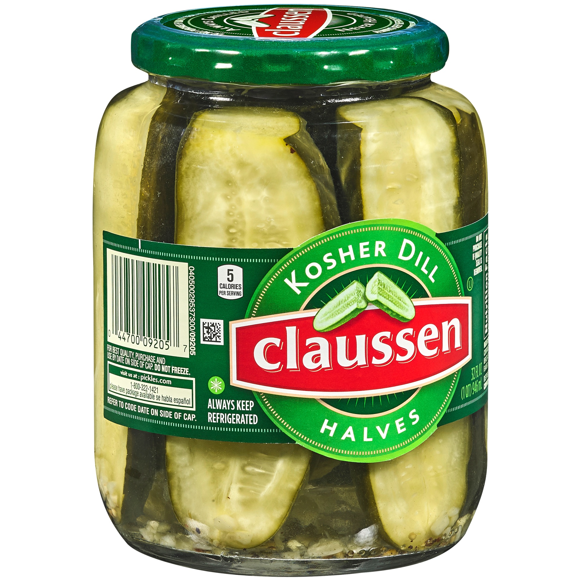 slide 4 of 8, Claussen Kosher Dill Pickle Halves Jar, 32 oz