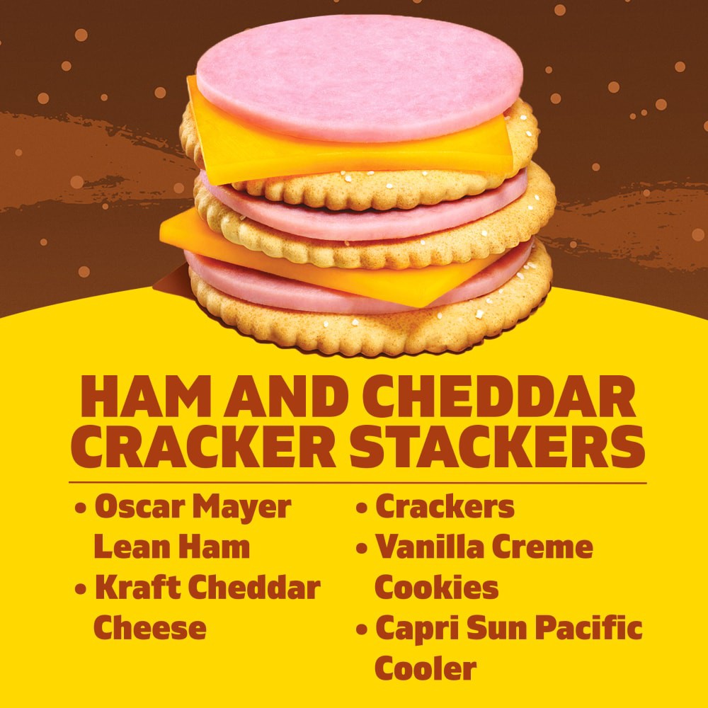 slide 3 of 5, Lunchables Ham & Cheddar with Capri Sun Pacific Cooler and Vanilla Creme Cookies Fun Pack, 3.5 oz & 6 fl oz Package, 1 ct