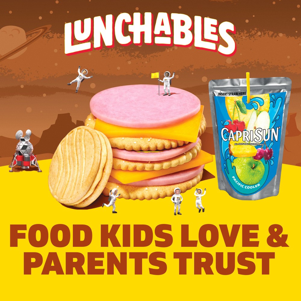 slide 2 of 5, Lunchables Ham & Cheddar with Capri Sun Pacific Cooler and Vanilla Creme Cookies Fun Pack, 3.5 oz & 6 fl oz Package, 1 ct