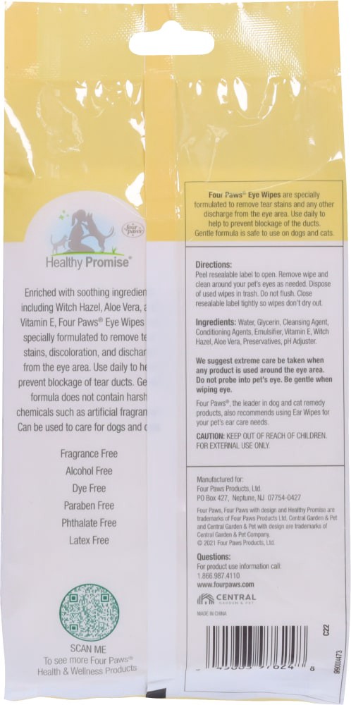 slide 2 of 2, Four Paws Healthy Promise Pet Eye Wipes, 35 ct