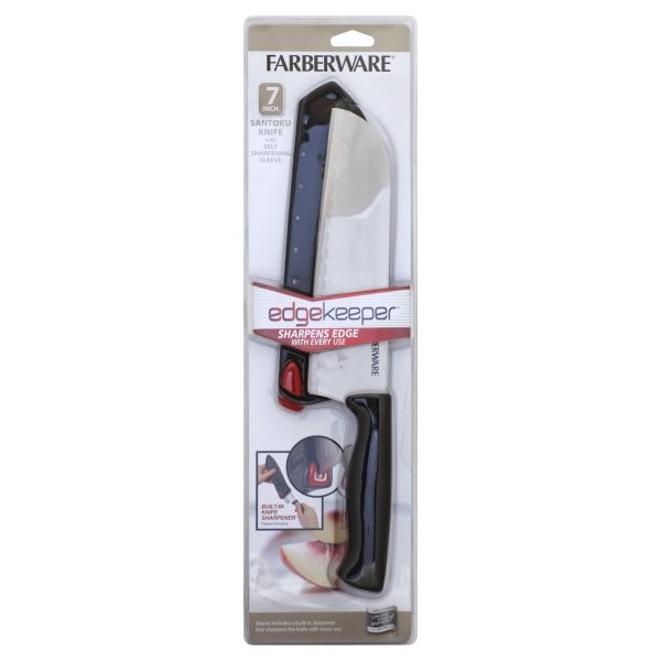 Farberware Santoku Knife, with Self Sharpening Sleeve, 7 Inch