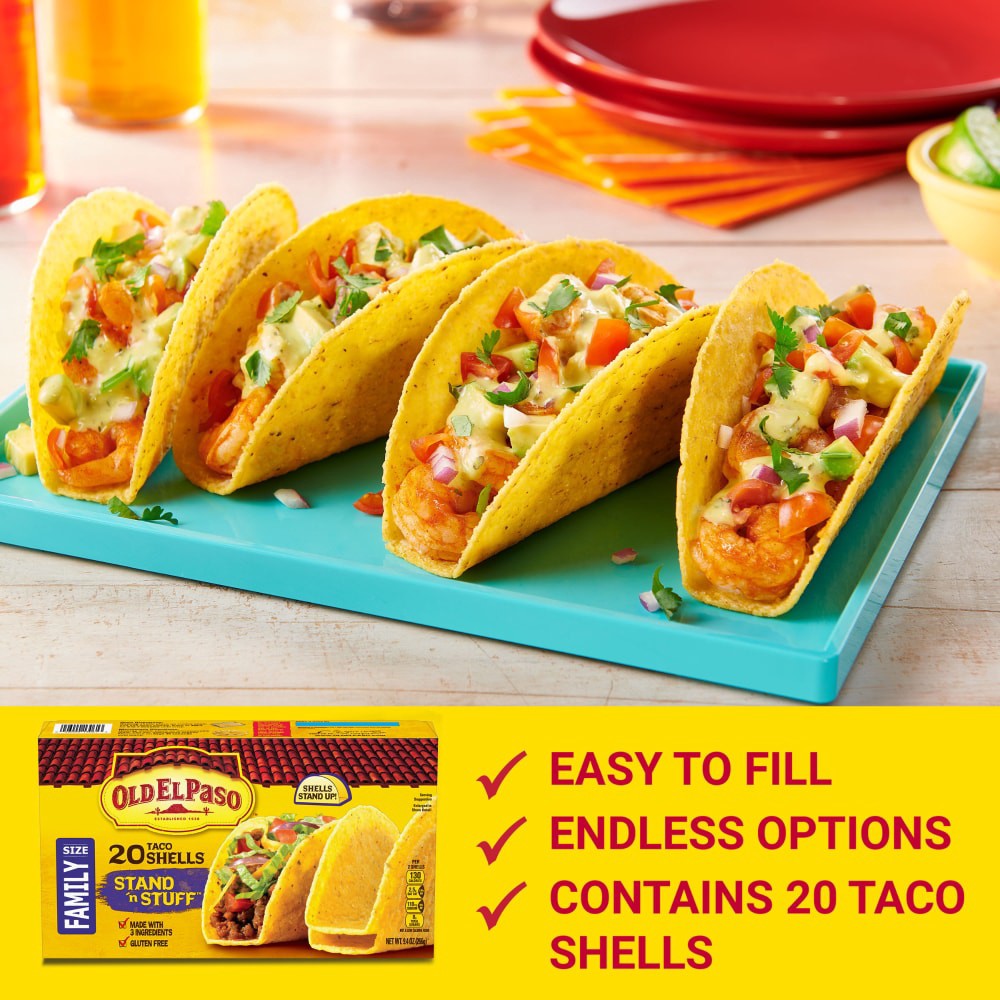 slide 5 of 5, Old El Paso Stand 'N Stuff Taco Shells, Gluten Free, Family Size, 20-count, 20 ct