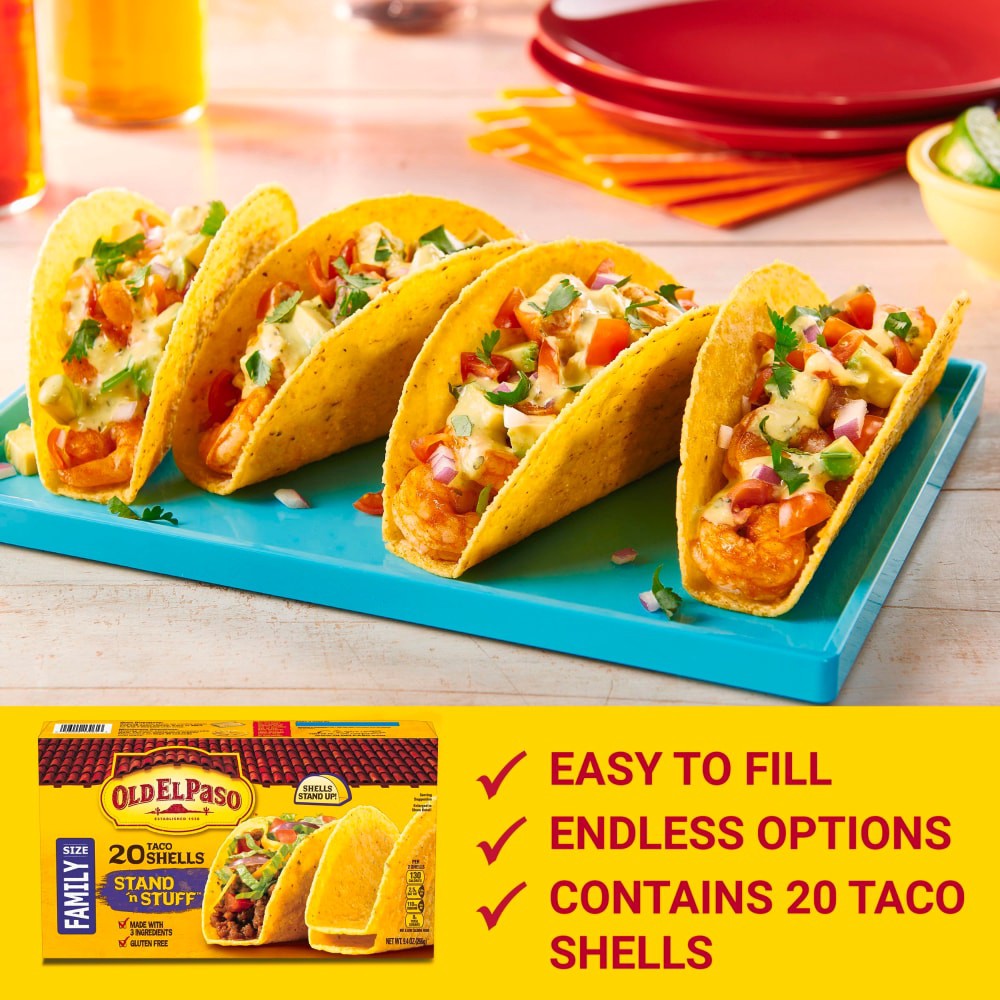 slide 5 of 6, Old El Paso Stand 'N Stuff Taco Shells, Gluten Free, Family Size, 20-count, 20 ct