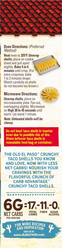 slide 3 of 5, Old El Paso Carb Advantage Crunchy Taco Shells 10 Count 4.6 Ounces, 4.6 oz